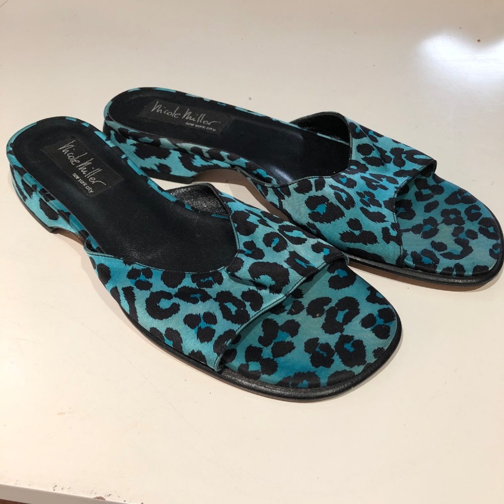 Nicole Miller Blue Leopard Sandals